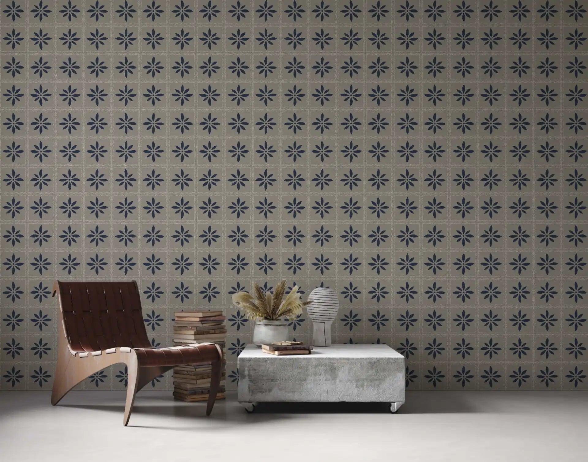Abstract wallpaper with soft geometric patterns in neutral tones, ideal for adding a sophisticated and contemporary touch to interiors.
