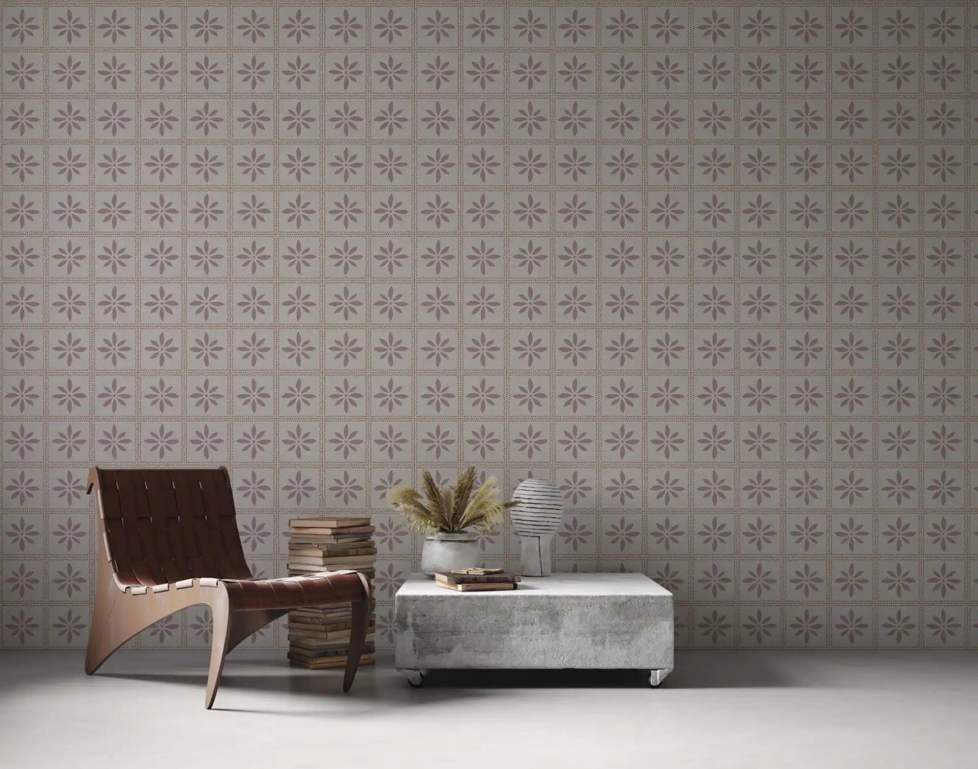 Contemporary wallpaper featuring artistic abstract designs in soft earth tones, enhancing modern and minimalist interior spaces.