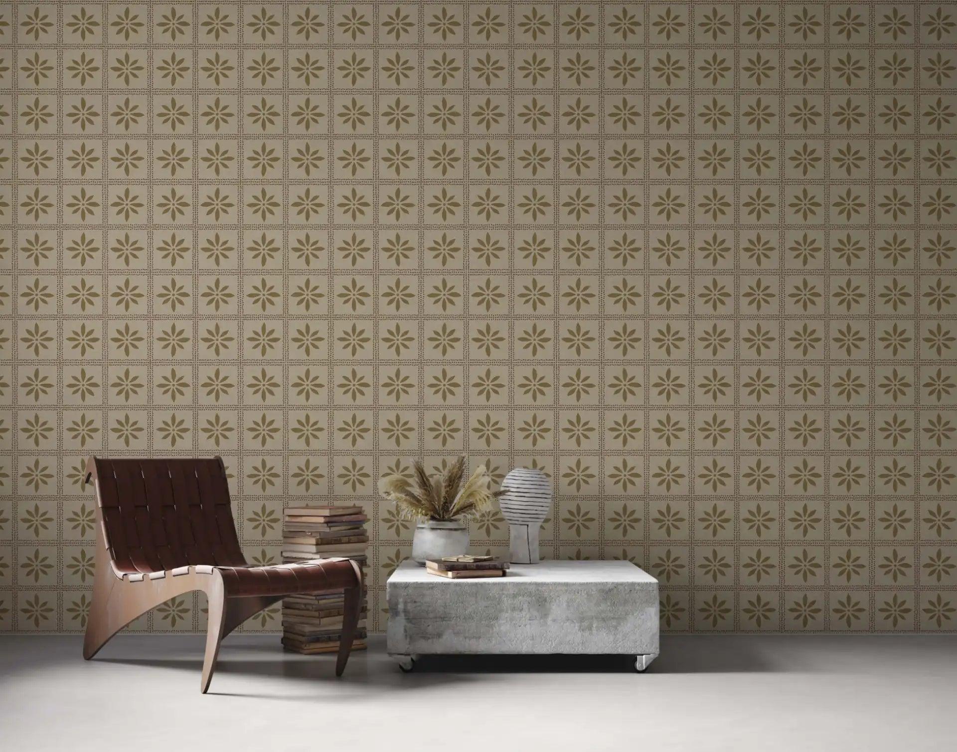 Artistic wallpaper with fluid abstract patterns in muted colors, creating a serene and stylish ambiance for modern spaces.