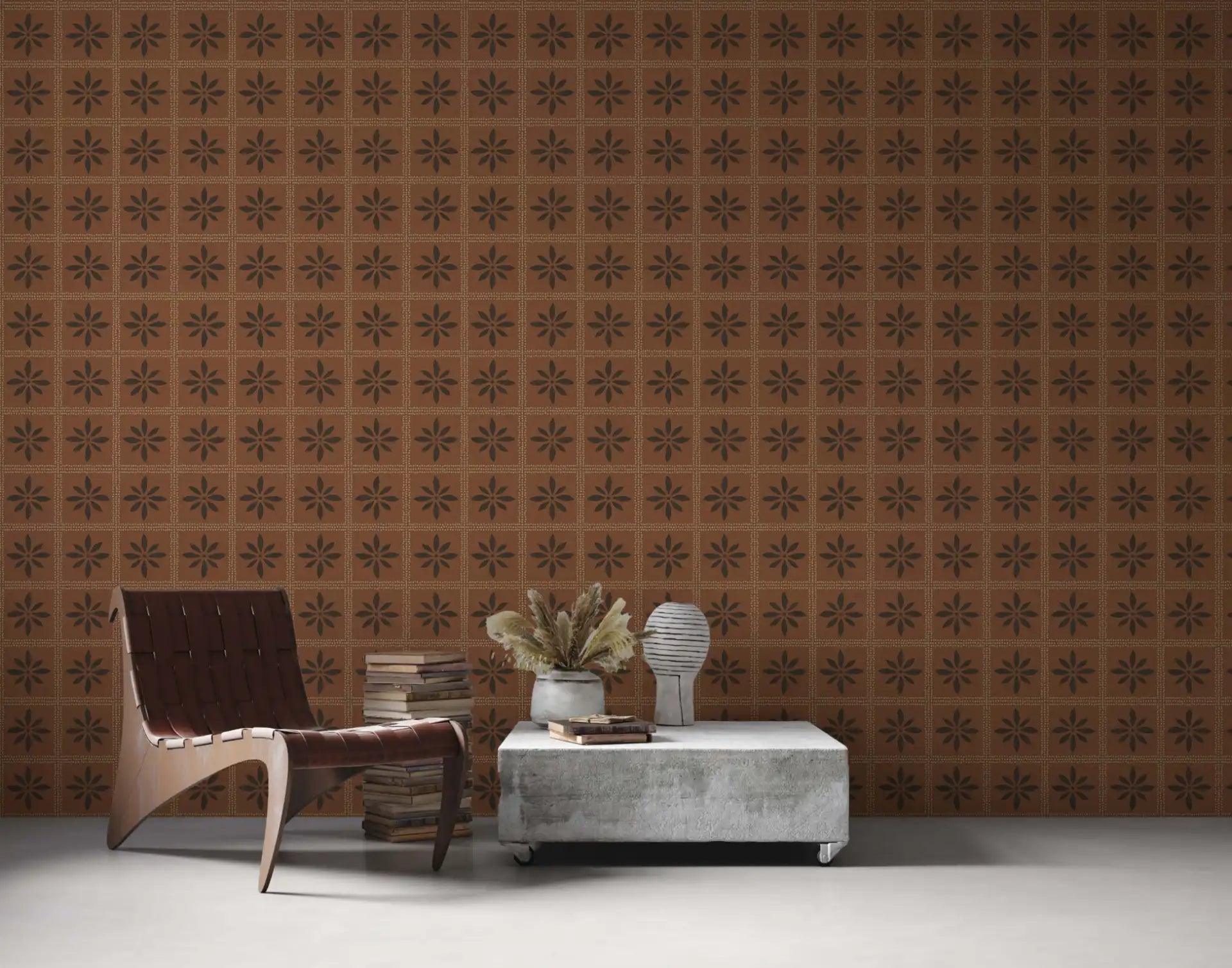 Stylish abstract wallpaper with a mix of soft tones and geometric patterns, creating a balanced and harmonious look.