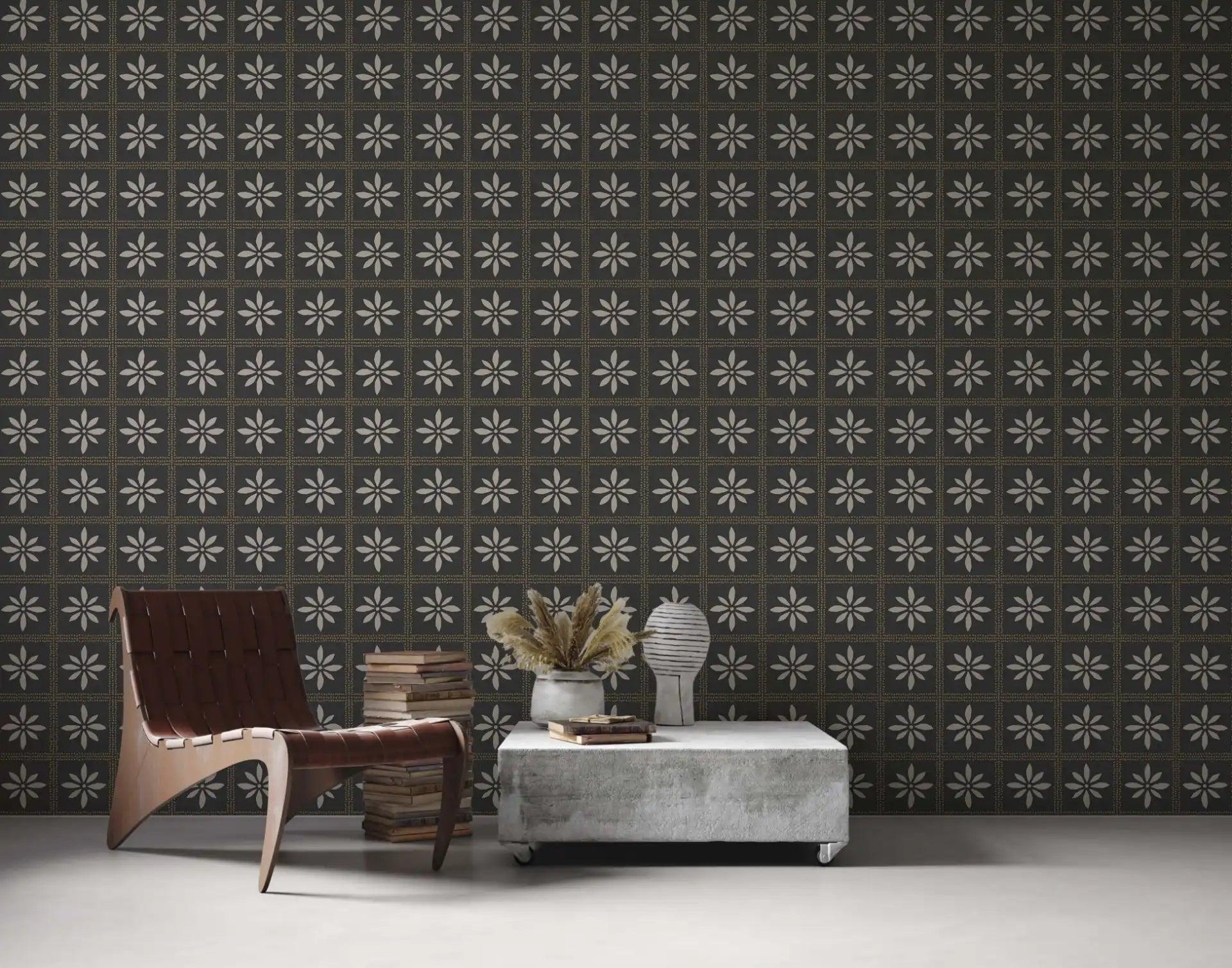 Chic wallpaper with artistic brushstroke patterns in neutral hues, ideal for adding texture and depth to living spaces.