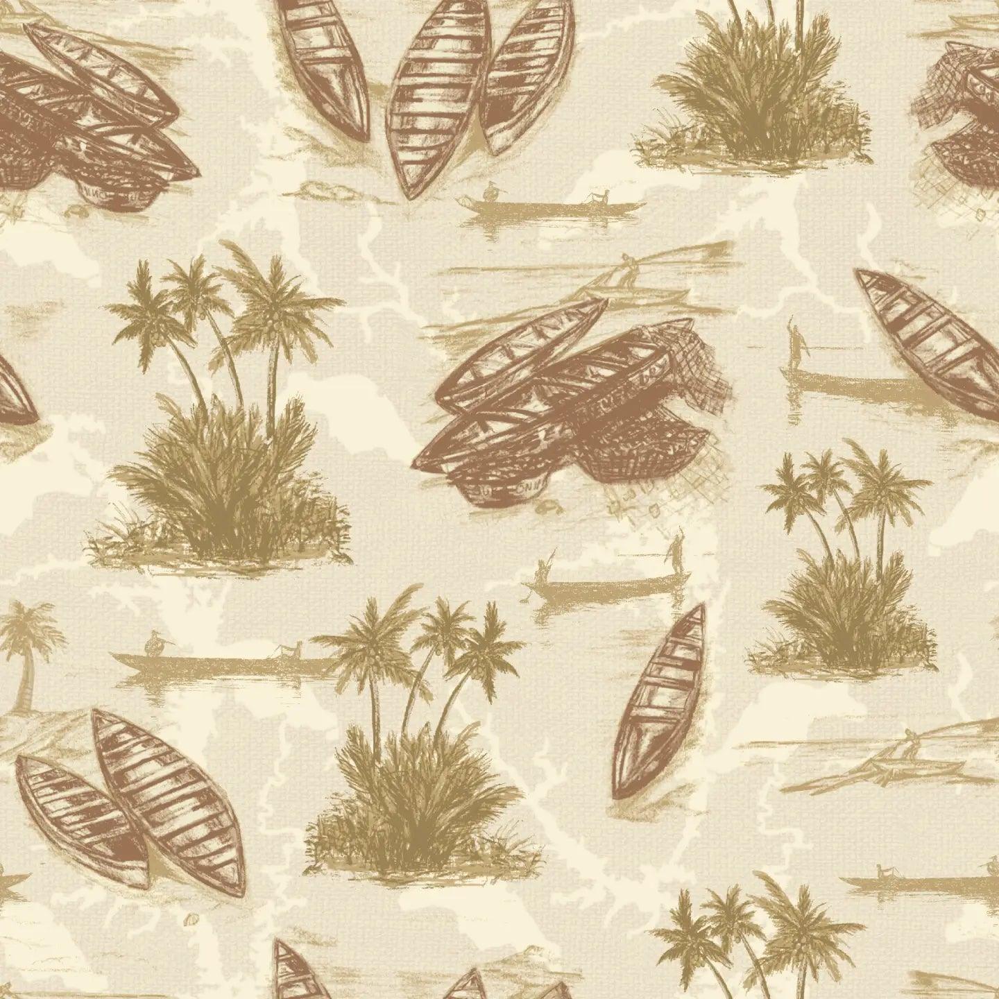 Cape Coast wallpaper roll presenting Afrocentric design elements in Gold Coast tones.