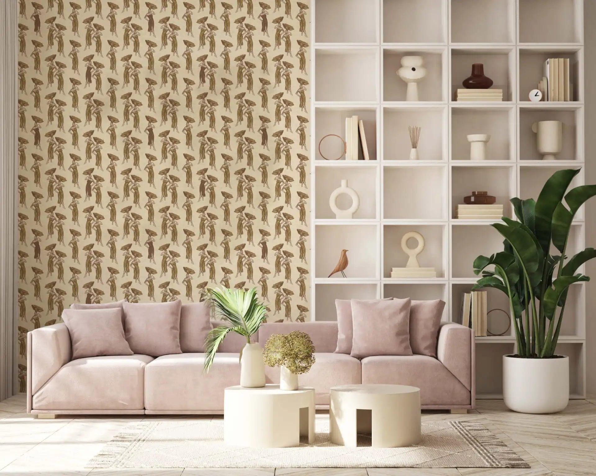 Daavi wallpaper illustrating Ghanaian woman's strength in Gold Coast color palette.