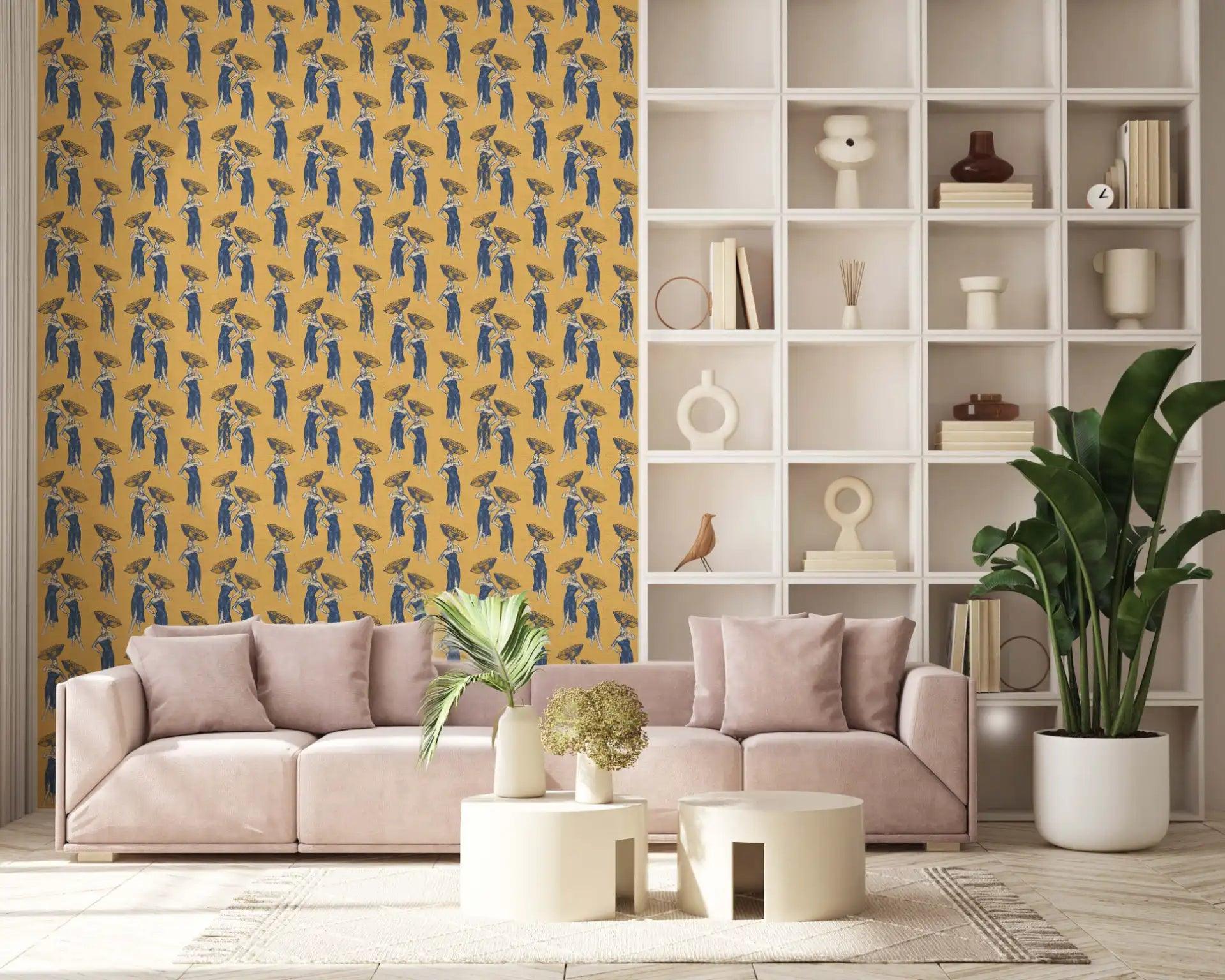 Daavi wallpaper depicting dynamic lines of Ghanaian woman in Jewel color variant.
