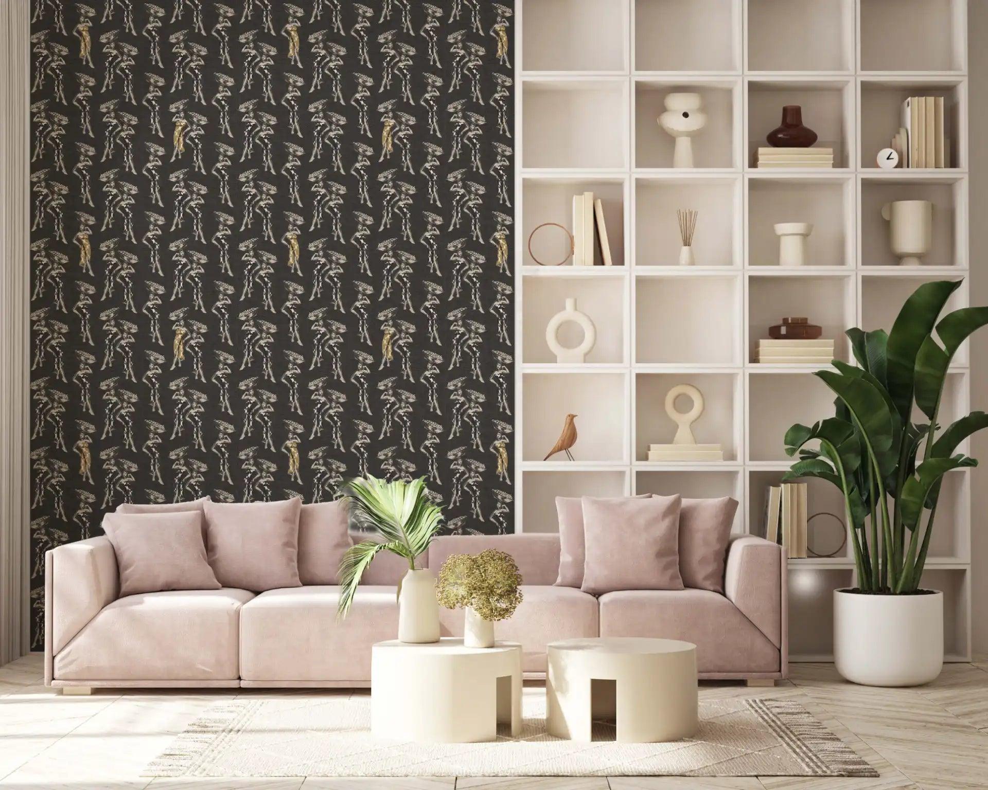 Daavi wallpaper featuring Ghanaian woman's strength in Warm Charcoal palette.
