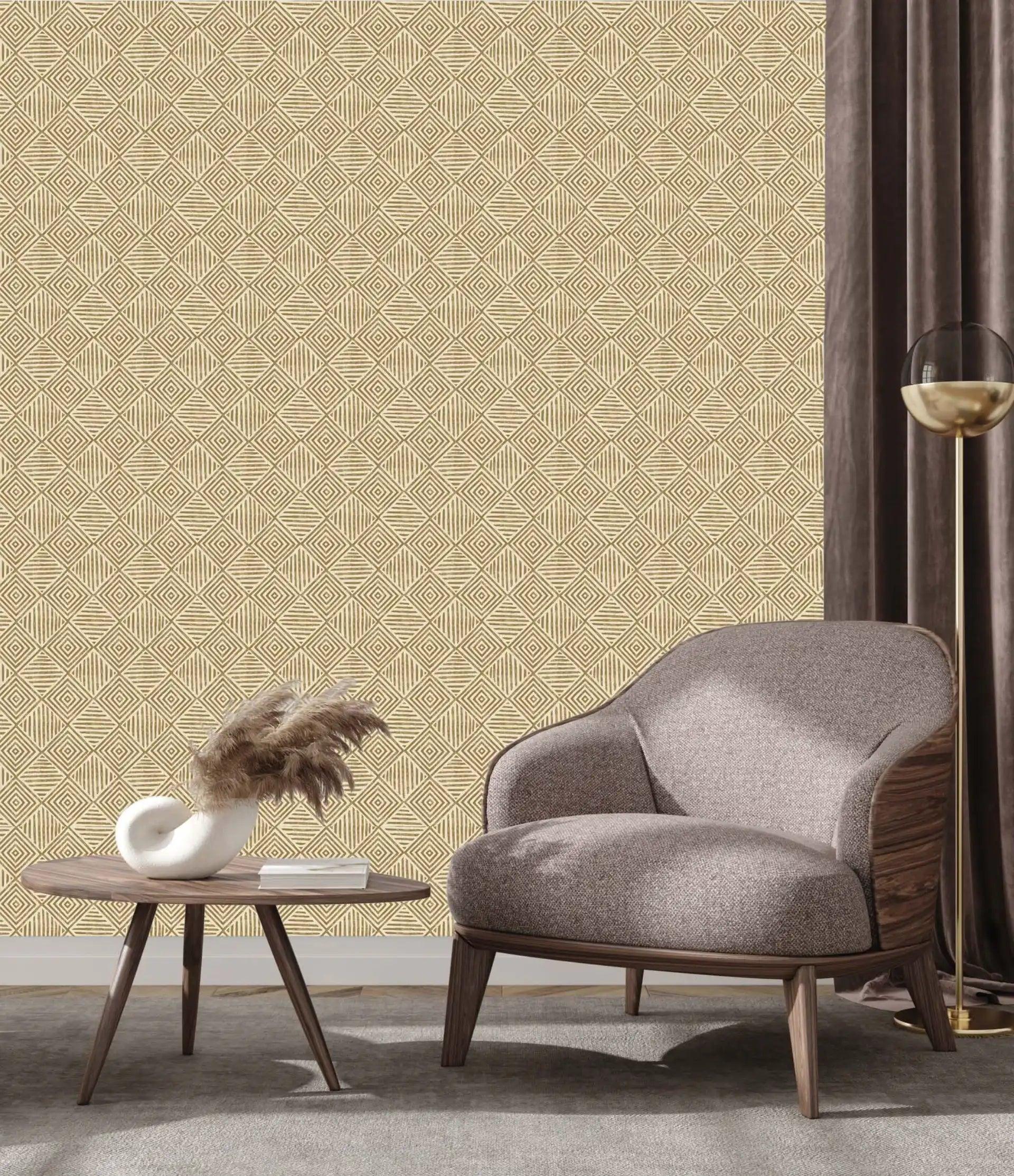 Àdìrẹ-style wallpaper featuring complex blue and white patterns, perfect for adding depth and cultural significance to interiors.