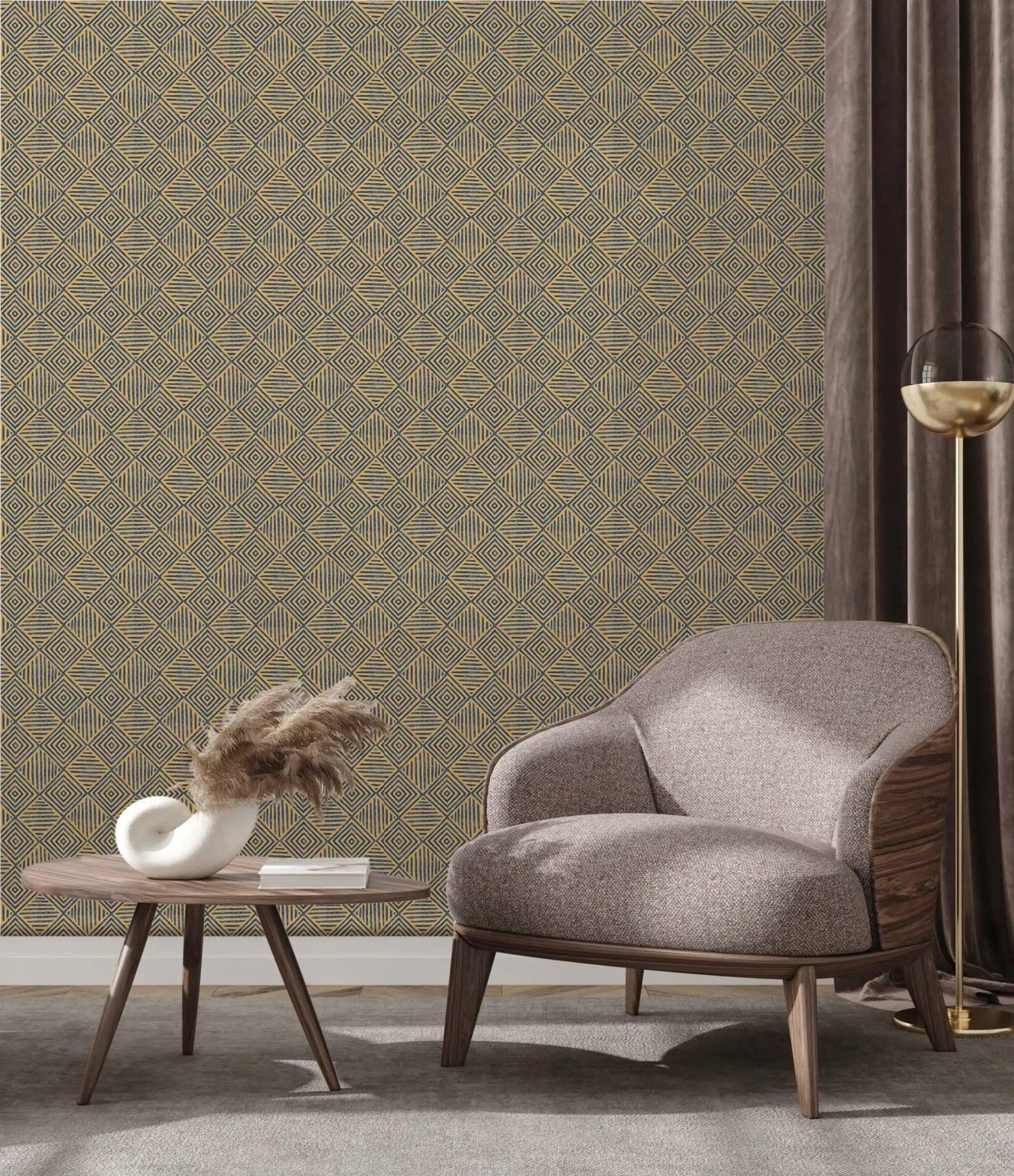 Àdìrẹ-style wallpaper with elaborate indigo and white patterns, ideal for creating a statement wall rich in African heritage.