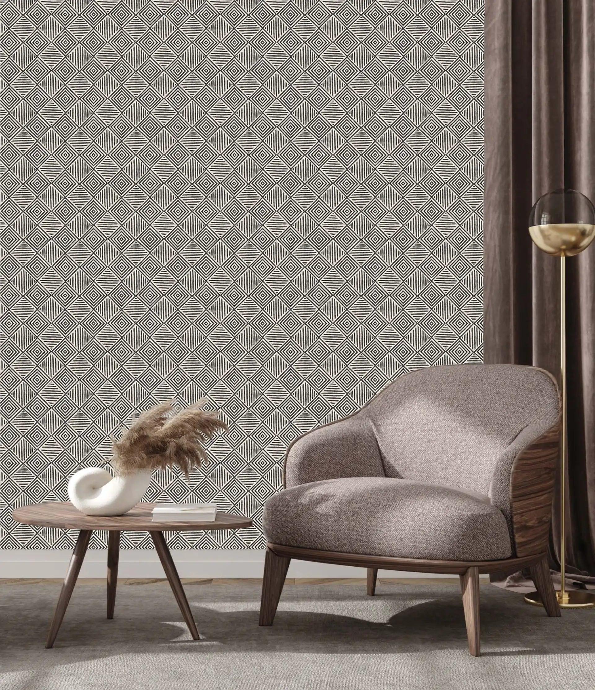 Deep blue Àdìrẹ-patterned wallpaper with unique tribal motifs, offering a sophisticated and cultural aesthetic for walls.