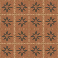 Rustic terracotta-colored wallpaper with traditional Adire patterns, bringing an organic, grounded aesthetic to interior spaces.