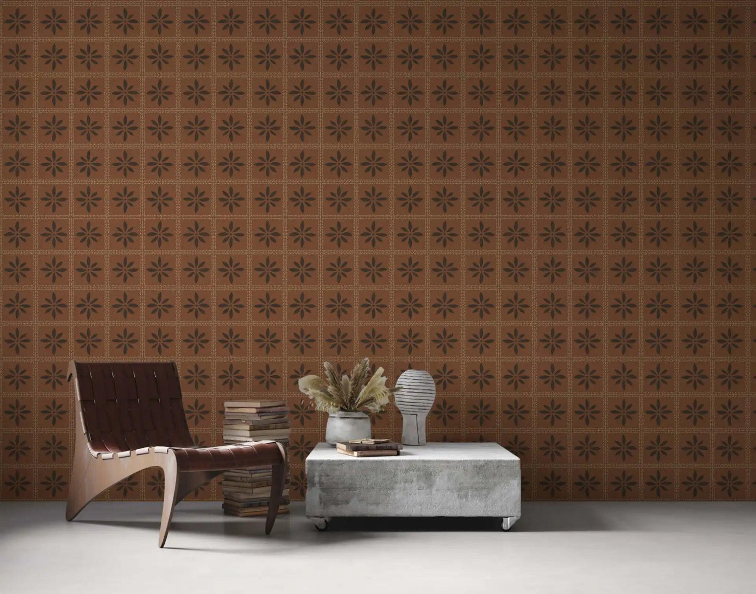 Stylish abstract wallpaper with a mix of soft tones and geometric patterns, creating a balanced and harmonious look.