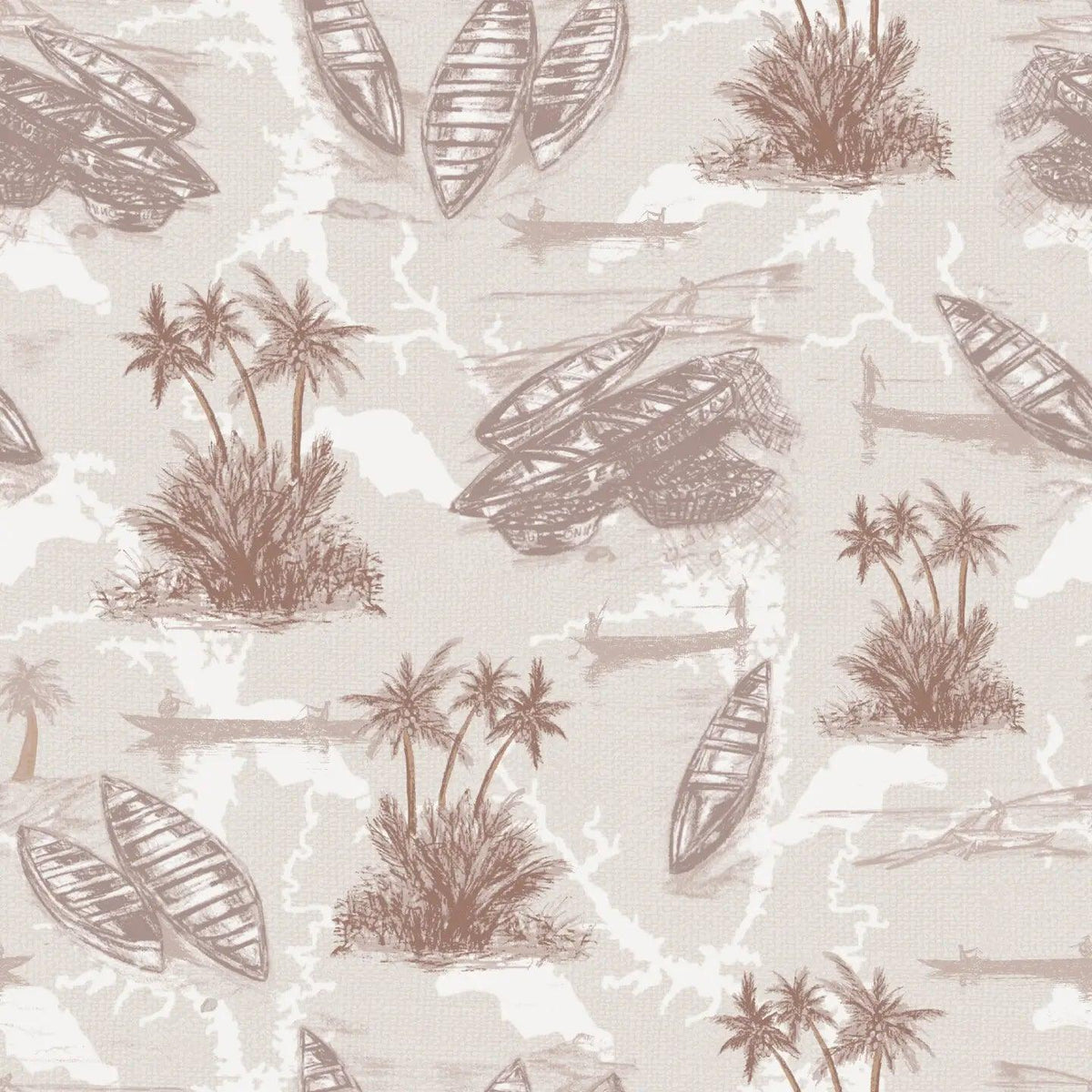 Cape Coast wallpaper roll highlighting Ghana's fishing heritage in Dusty Pink hues.