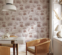 Cape Coast wallpaper displaying intricate fishing canoes and palm trees in Dusty Pink color scheme.