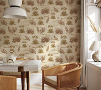 Cape Coast wallpaper illustrating hand-drawn fishing canoes and palm trees in Gold Coast color palette.