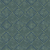 Roll of Àdìrẹ-inspired wallpaper displaying intricate blue and white motifs, perfect for infusing spaces with cultural depth and elegance.