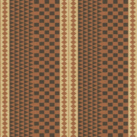 A repeating geometric pattern tutu terracotta wallpaper featuring yellow triangles and squares.
