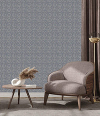 Àdìrẹ-inspired wallpaper featuring intricate indigo blue and white tribal patterns, adding cultural richness to any interior space.